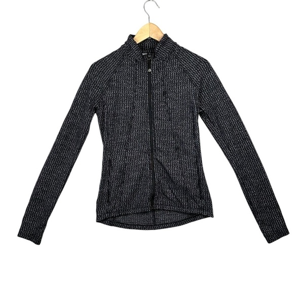 Athleta Heartbeat Hope Full Zip Jacket Herringbone Black Grey Size Small - Picture 3 of 13